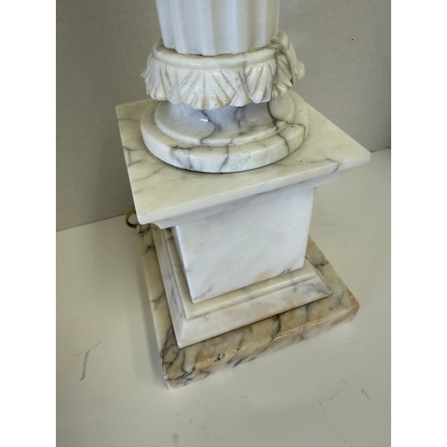 1940s Neoclassical Natural Italian Marble Column Lamp For Sale In Reno/Lake Tahoe - Image 6 of 13