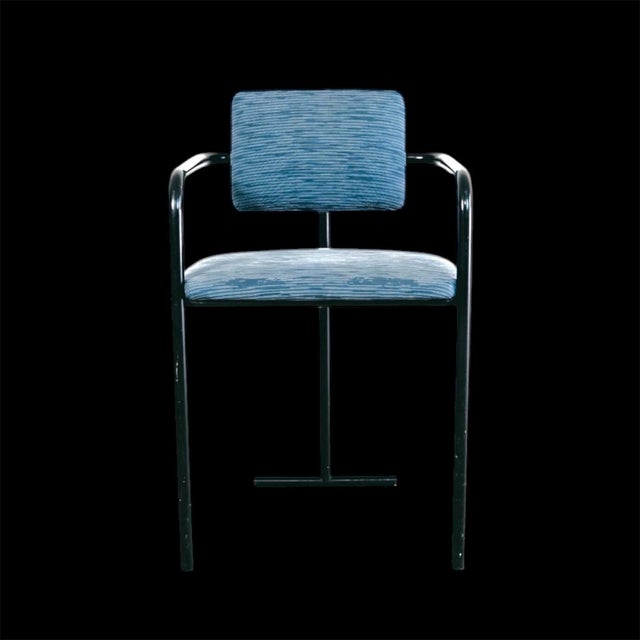 Vintage Minimalist Postmodern Metal and Fabric Armchair, 1980s For Sale - Image 12 of 12