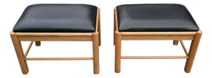 Thomasville Wood and Leather Country Footstools