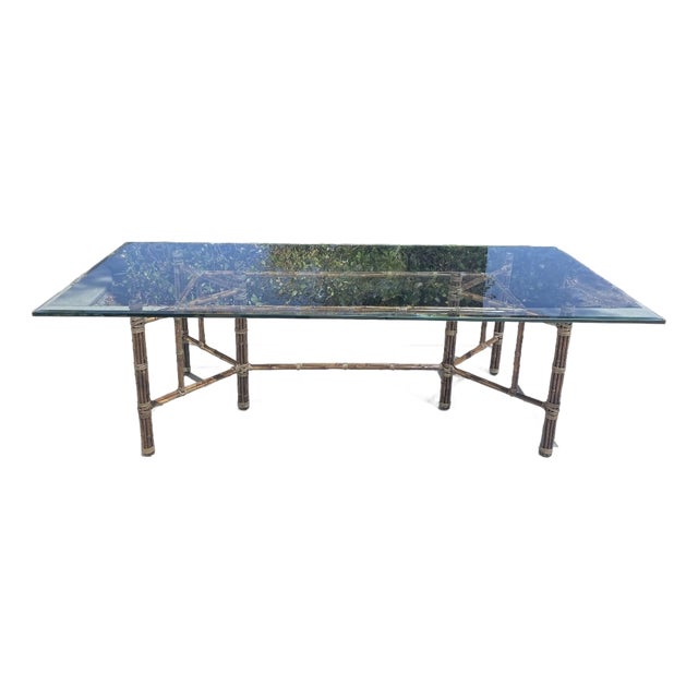Authentic McGuire Vintage Bamboo Dining Table For Sale