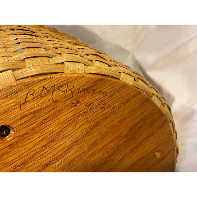 Handwoven Wooden and Reed Divided Basket For Sale - Image 4 of 8