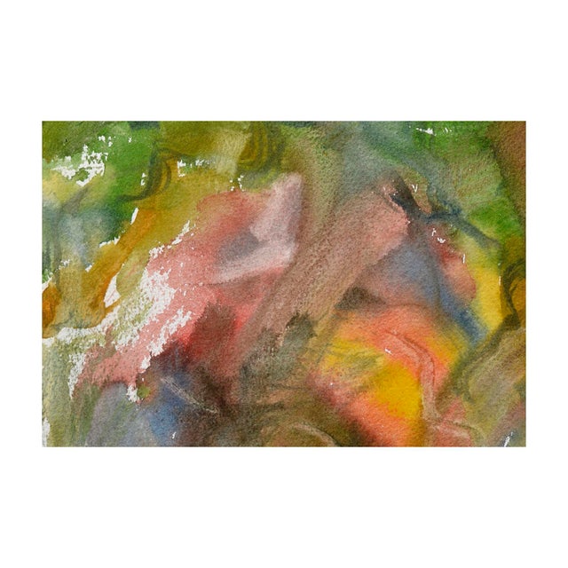 Abstract Expressionism Green & Yellow Abstract Watercolor, Signed, 1980s Expressionism by Les Anderson For Sale - Image 3 of 4