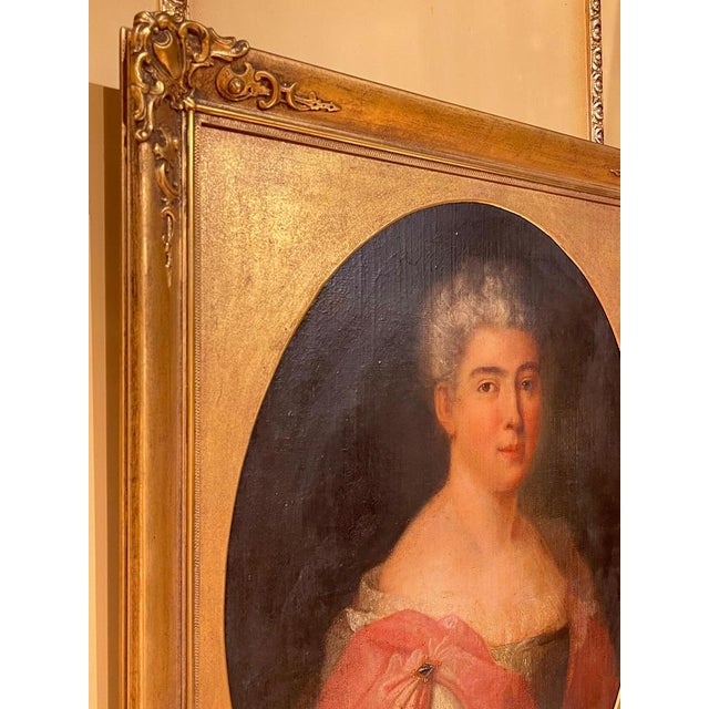 French Artist, Portrait of Noblewoman, 18th Century, Oil on Canvas, Framed For Sale - Image 7 of 15