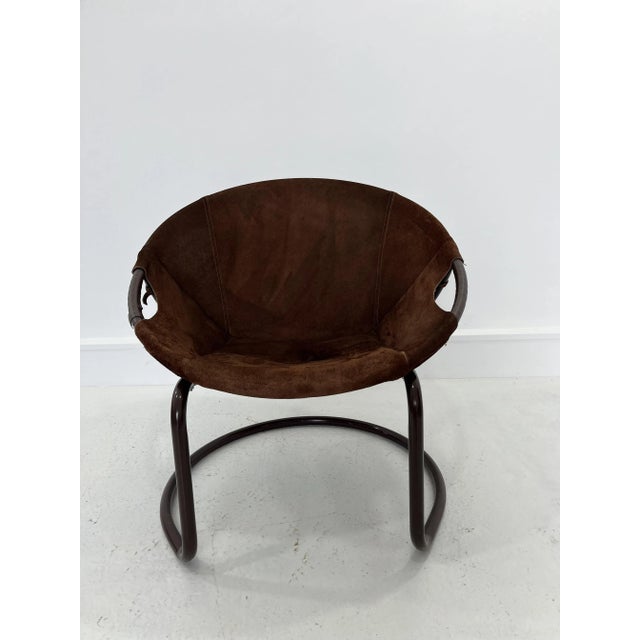 Vintage Suede Ball Chair attributed to Lusch & Co., 1970s For Sale - Image 4 of 12