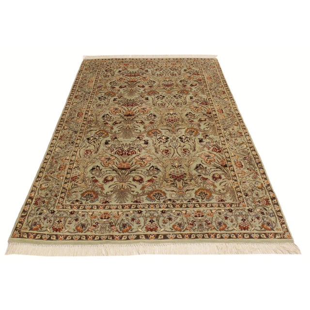 Shabby Chic Pak-Persian Green/Rust Wool Rug - 4'0'' X 6'1'' For Sale - Image 4 of 9