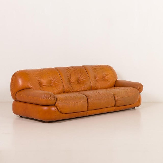 Leather Sapporo Sofa by Mario Marenco for Mobil Girgi, 1970s For Sale - Image 4 of 12