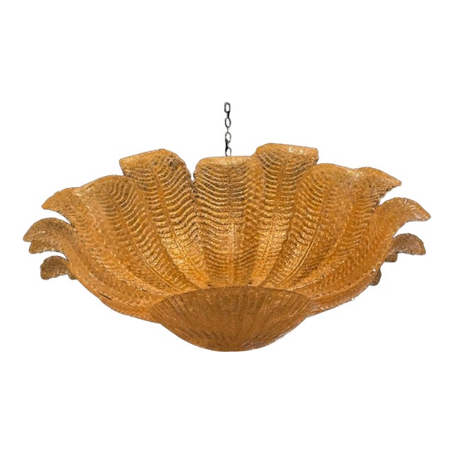 Gold "Granola" Murano Glass Flush Mount Chandelier For Sale