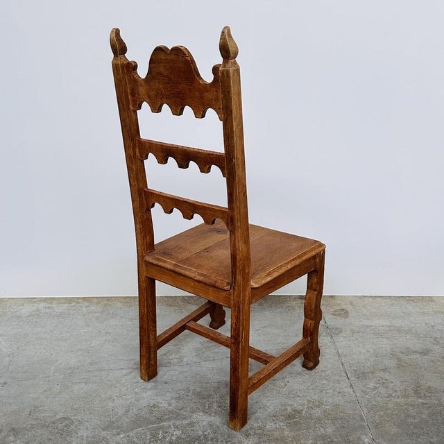 Brown Vintage Oak High-Back Dining Chairs, Set of 6 For Sale - Image 8 of 14