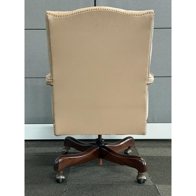 Mid-Century Modern Vintage Paoli Company Swivel Desk Chair (Tan Leather) For Sale - Image 3 of 7