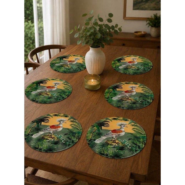 Set of 6 Italian La Corallina Firenze Round Lacquered Cork Placemats For Sale - Image 10 of 11