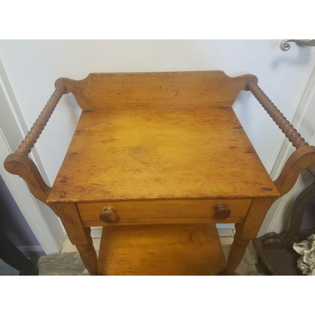 Antique American Oak. Hand-turned spindle accents on the two sides. See detailed picture. Very rustic and shows many...