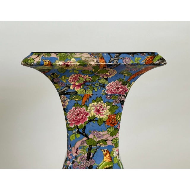 Ceramic Antique Crown Ducal Blue Chintz Vase, Made in England For Sale - Image 7 of 12