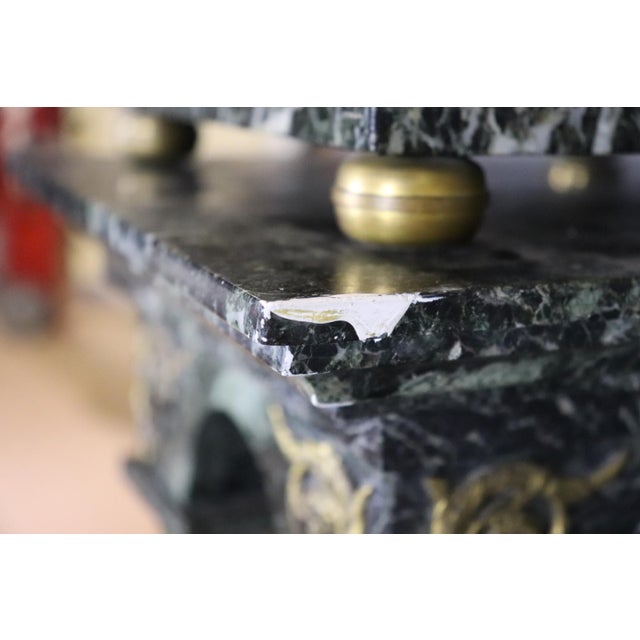 Dark Green 19th C. Louis XVI Style Gilt Bronze & Green Marble Rotary Clock For Sale - Image 8 of 15