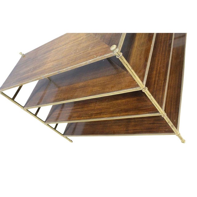 Mid 20th Century Custom Pair of Brass and Wood Etageres From P. E. Guerin For Sale - Image 5 of 7