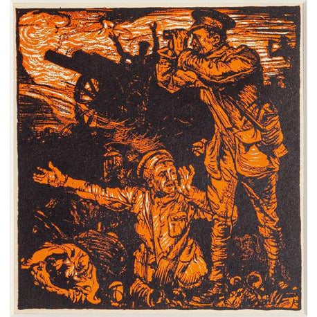 Frank Brangwyn, Combattimento di Neuwe Chapelle, Woodcut, 20th Century For Sale