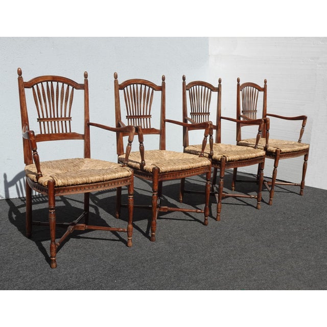 Gorgeous Chairs in Good Rustic Vintage Condition. Solid and Firm. Wear is usual for their age. Please study the photos and...