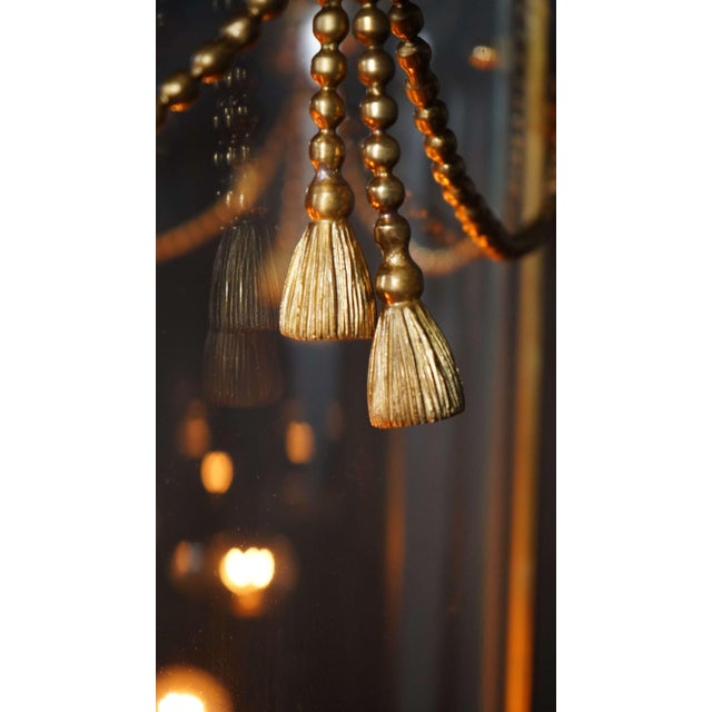 Custom Made Brass Lantern Chandelier Circular Glass Pendant Light 6 Light For Sale - Image 13 of 17