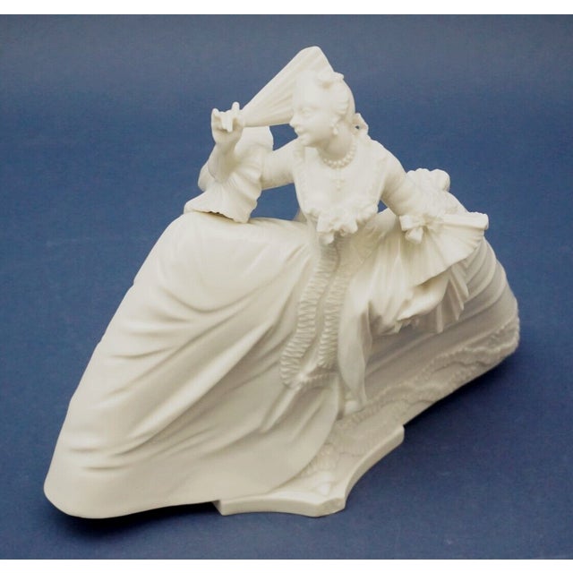 Ceramic 19th Century Porcelain Figurine Sculpture Lady with Fan by Nymphenburg Model by Antonio Bustelli, Germany, 1800s For Sale - Image 7 of 18