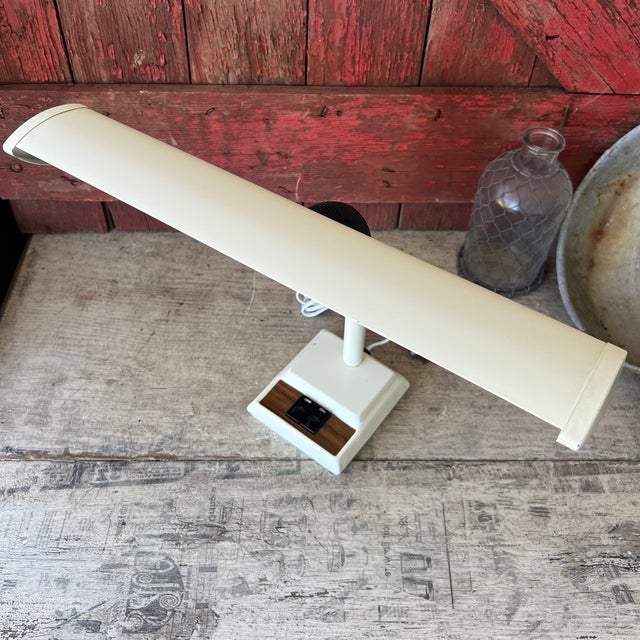 Vintage Adjustable Desk Lamp With Fluorescent Light & Wood Accent For Sale In Kansas City - Image 6 of 9