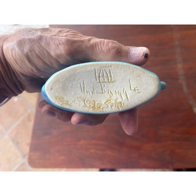 Van Briggle Art Deco Van Briggle Pottery Ming Blue Matte Glaze Gondola Boat Planter Vase For Sale - Image 4 of 4