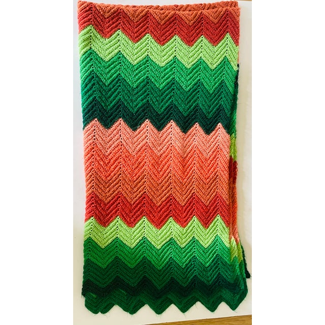 Folk Art Mid 20 Th C Crochet Throw Missoni Style For Sale - Image 3 of 6