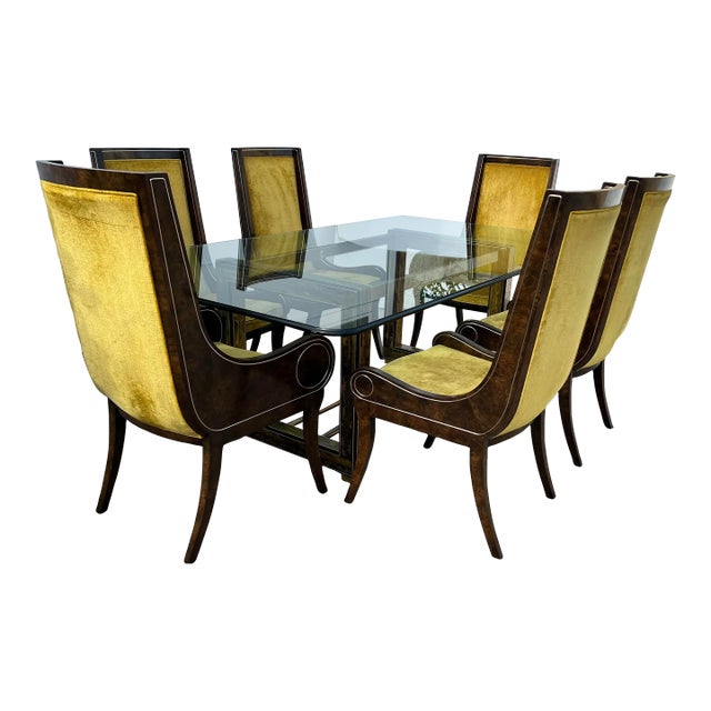 1970s Bernhard Rohne Acid-Etched Brass Dining Set. For Sale