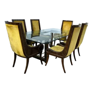 1970s Bernhard Rohne Acid-Etched Brass Dining Set.