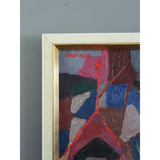 Mid 20th Century Mid-Century Modern 'A Gathering Across Planes' Geometric Abstract Oil Painting by Swedish Artist Gunnar Greiber (1919 – 2011), Framed For Sale - Image 5 of 11