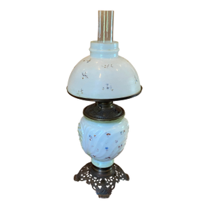Antique Mid 19th Century Milk Glass Parlor Lamp