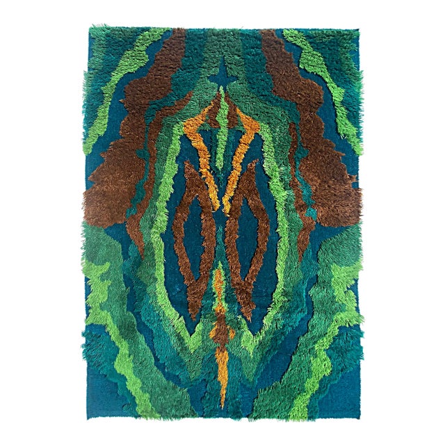 Scandinavian Modern Danish Rya Rug W/ Vibrant Colors & Earth Tones For Sale