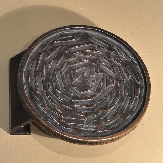 Round Push and Pull Door Handle in Bronze with Spiral Relief, 1970s For Sale - Image 3 of 7
