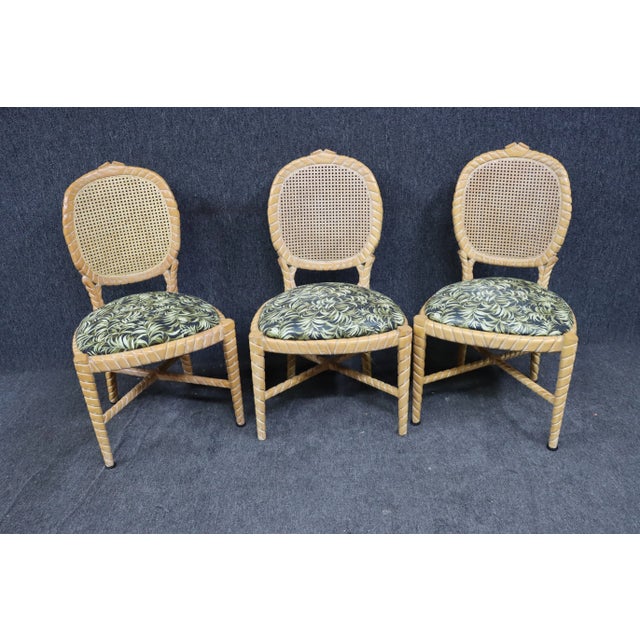 Set/6 Carved Rope & Cane Back Dining Chairs For Sale In Philadelphia - Image 6 of 12