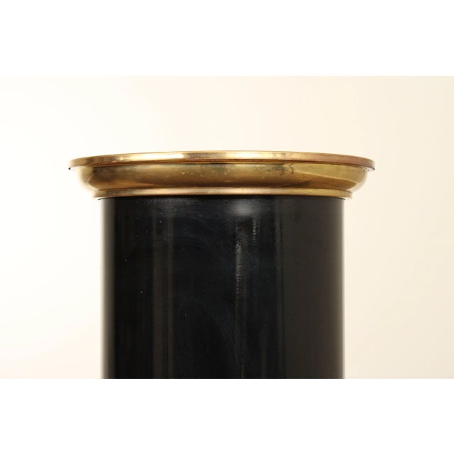 Metal Italian Regency Style Pair of Lacquered Wood and Brass Pedestals For Sale - Image 7 of 12