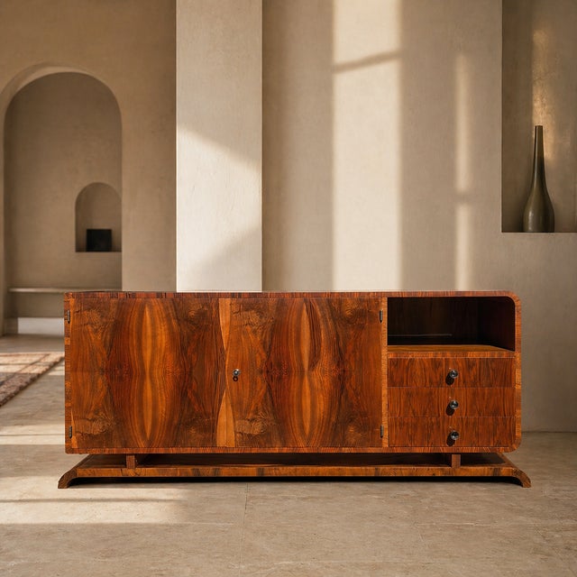 Art Deco Walnut Sideboard, 1940s, Central Europe For Sale - Image 14 of 14