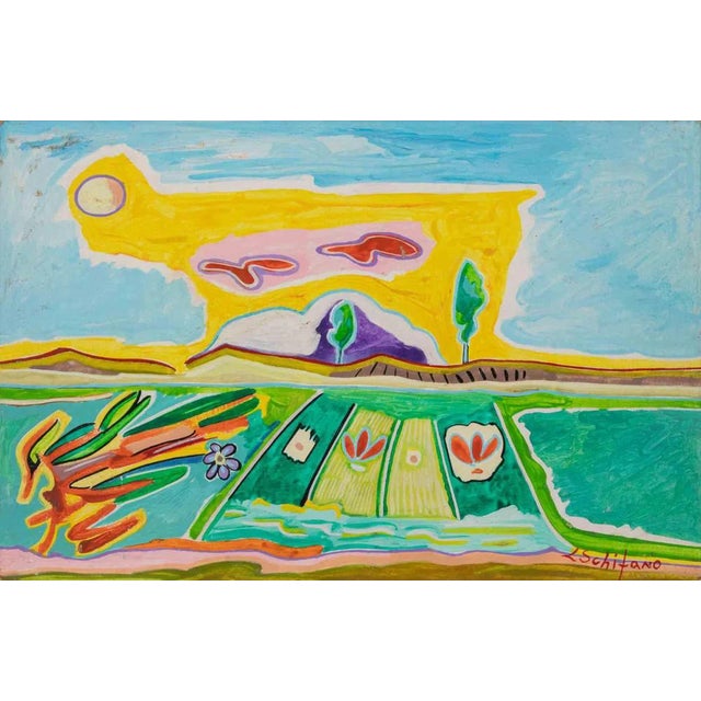 Luciano Schifano, Cultivated Fields, Oil Painting, 1987 For Sale