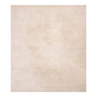 1950s White Cream Abstract Modern Vintage Kilim n.w. Persian 8'9" X 10'10" Flatweave Wool Carpet For Sale