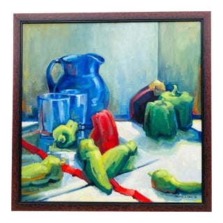 Late 20th Century Impressionist Still Life Oil on Canvas Signed Roberta Melzl For Sale