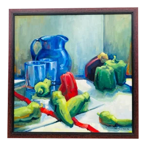 Late 20th Century Impressionist Still Life Oil on Canvas Signed Roberta Melzl