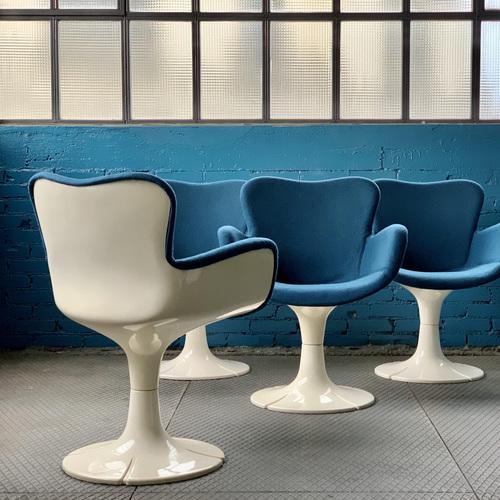 ADAM Christian (born in 1938) Set of four armchairs Trèfle Airborne edition, circa 1968 White gelcoat polyester, foam and...