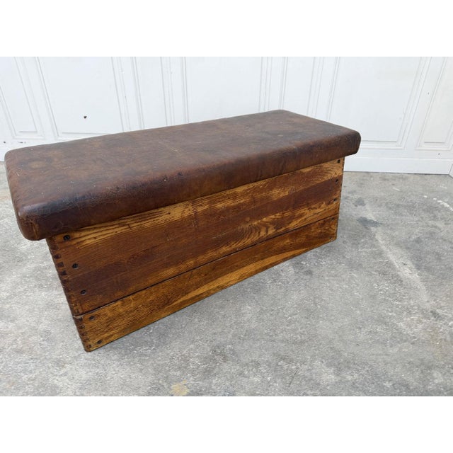 Tan Leather Pommel Horse Bench, 1940 For Sale - Image 8 of 9