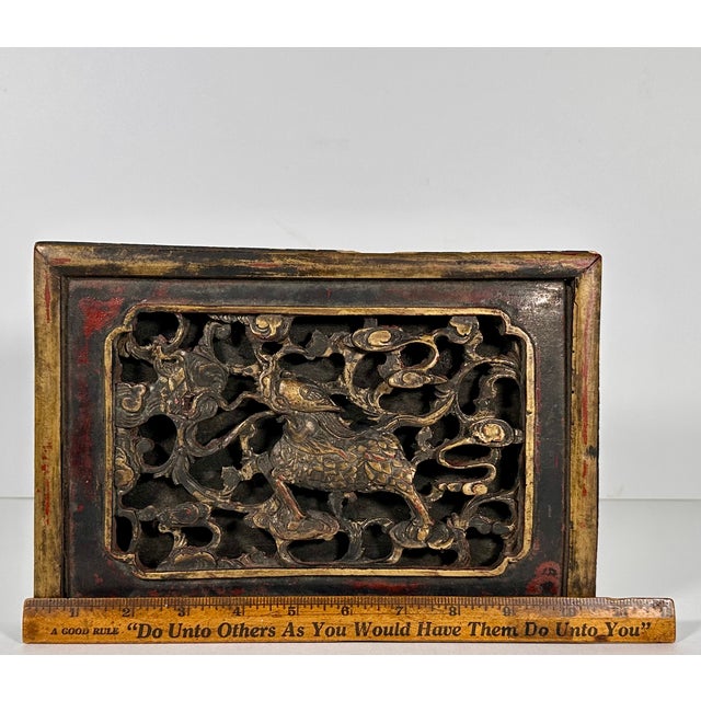 Antique Chinese Gilt Lacquered Qilin Architectural Panel For Sale - Image 15 of 17