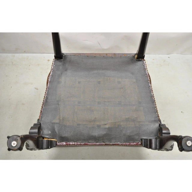 Antique Chippendale Georgian Carved Mahogany Ball and Claw Leather Arm Chair For Sale - Image 12 of 12