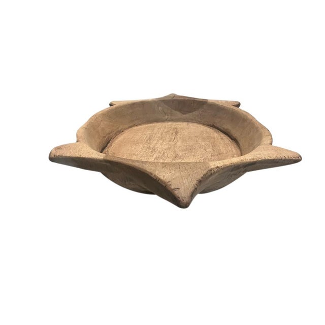This vintage wood Parat bowl from India was once used to knead bread dough. It is a beautiful rustic piece and can be used...