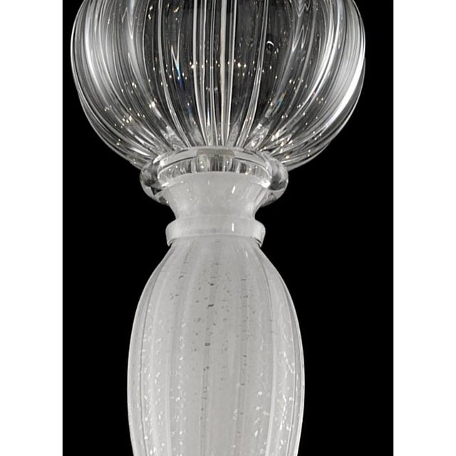 Modern Venetian Murano Glass Chandelier in Transparent and White Tones with Silver Leaf by Simoeng, in Exhibition Piece...