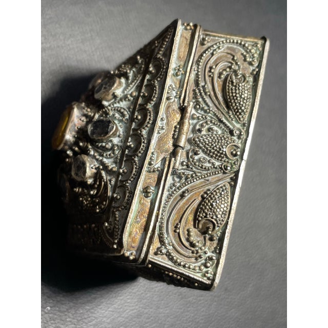 Mid 20th Century 900 Solid Silver Marked Sura Ornate Filagree Jewelry Box For Sale - Image 4 of 7