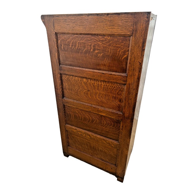 Antique Yawman and Erbe File Cabinet Four Drawers Quarter Sawn White Oak For Sale In Palm Springs - Image 6 of 14