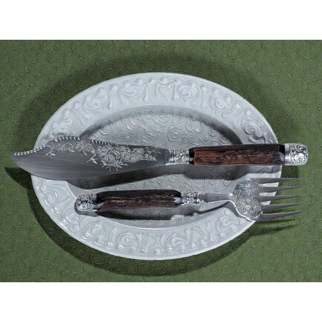 Late 19th Century Victorian English Fish Serving Knife and Fork, Aesthetic Movement, C. 1888 For Sale - Image 5 of 11