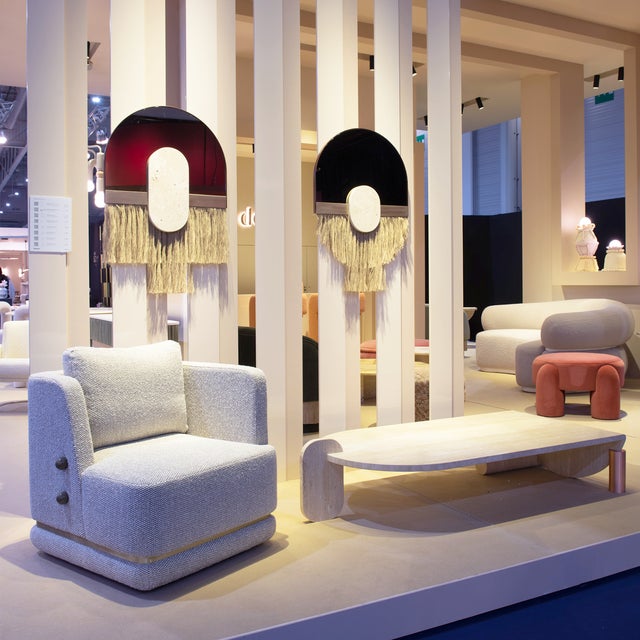 Playing Games Center Table in Travertine by Dooq Details For Sale - Image 6 of 10