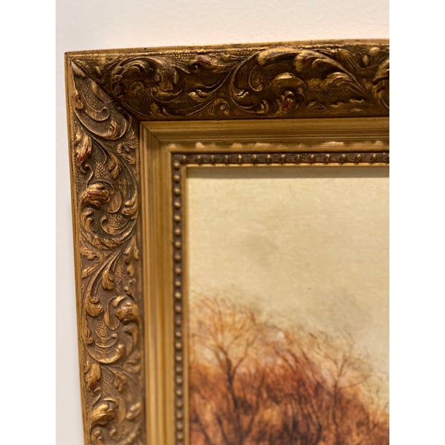 Wonderful oil painting of a victorian woman walking in the woods with her two dogs. Beautifully framed. Purchased at an...