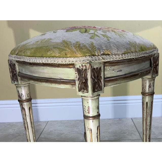 Vintage Square Aubusson Tapestry Stool For Sale - Image 10 of 13